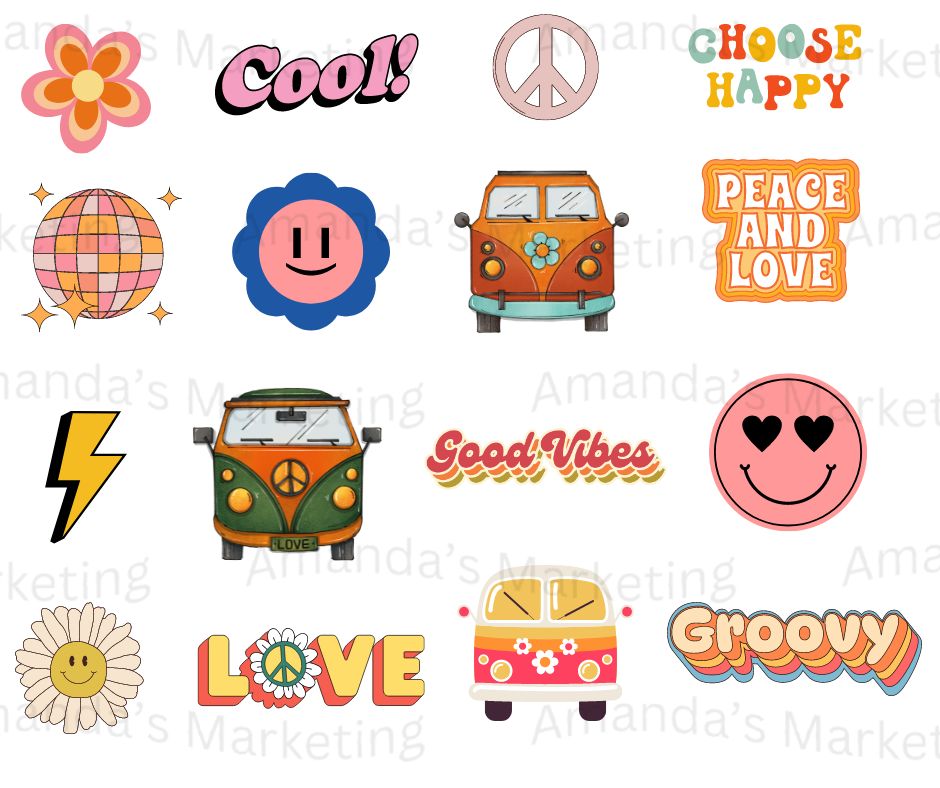 Assorted Hippy Stickers