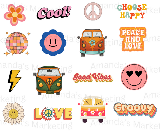 Assorted Hippy Stickers