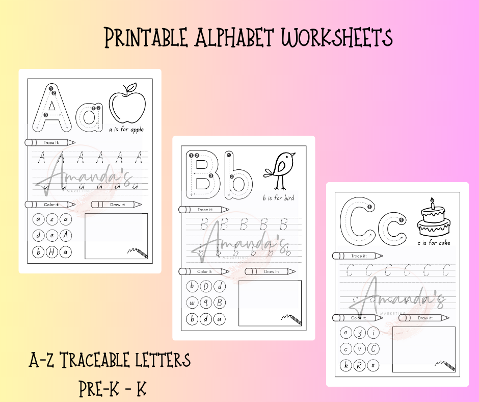 Alphabet Tracing Worksheets (26 sheets)